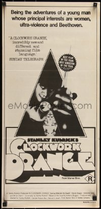 6b0293 CLOCKWORK ORANGE Aust daybill R1970s Stanley Kubrick classic, Castle art of Malcolm McDowell!