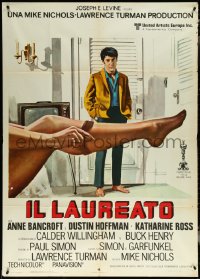 6b0259 GRADUATE Italian 1p R1970s different art of Dustin Hoffman staring at sexy stockinged leg!