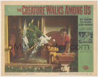 6b0455 CREATURE WALKS AMONG US LC #5 1956 monster crashes through glass door to get at guy!