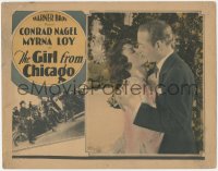 6b0478 GIRL FROM CHICAGO LC 1927 sexy young Myrna Loy passionately kisses Conrad Nagel, ultra rare!