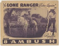 6b0517 LONE RANGER RIDES AGAIN chapter 8 LC 1939 masked Robert Livingston riding Silver, Ambush!