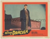 6b0540 RETURN OF DRACULA LC #2 1958 great portrait of vampire Francis Lederer standing by coffin!