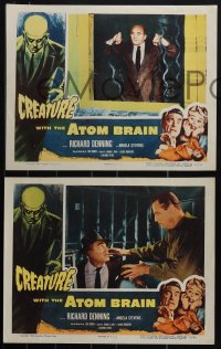 6b0584 CREATURE WITH THE ATOM BRAIN 8 LCs 1955 Richard Denning, Launer is a dead man stalking prey!