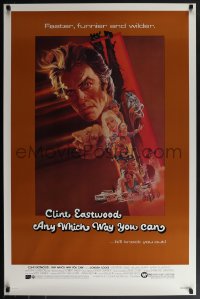 6c0656 ANY WHICH WAY YOU CAN 1sh 1980 cool artwork of Clint Eastwood & Clyde by Bob Peak!
