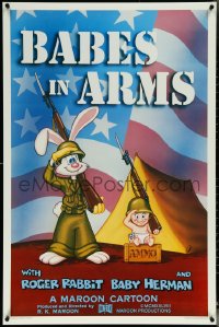 6c0662 BABES IN ARMS Kilian 1sh 1988 Roger Rabbit & Baby Herman in Army uniform with rifles!