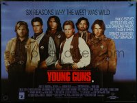 6c0127 YOUNG GUNS British quad 1988 Emilio Estevez, Charlie Sheen, Sutherland, Phillips, ultra rare!