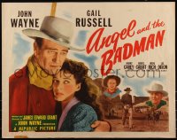 6c0387 ANGEL & THE BADMAN style A 1/2sh 1947 cowboy John Wayne & pretty Gail Russell, ultra rare!