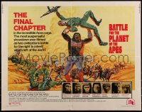 6c0392 BATTLE FOR THE PLANET OF THE APES 1/2sh 1973 sci-fi artwork of war between apes & humans!