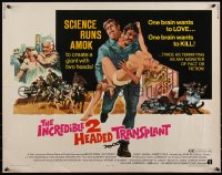 6c0443 INCREDIBLE 2 HEADED TRANSPLANT 1/2sh 1971 Bruce Dern, one wants to love & other wants to kill!