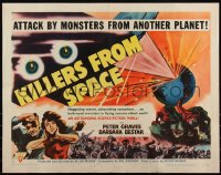 6c0451 KILLERS FROM SPACE style B 1/2sh 1954 great full-color image, much better than 1-sheet!