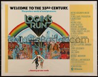 6c0455 LOGAN'S RUN 1/2sh 1976 art of Michael York & Jenny Agutter running away by Charles Moll!
