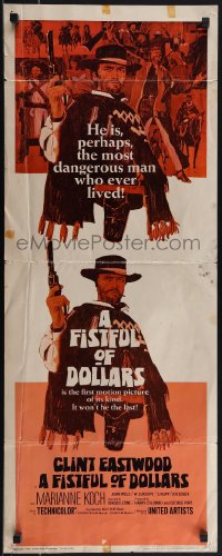 6c0131 FISTFUL OF DOLLARS insert 1967 Sergio Leone, Eastwood is perhaps the most dangerous man!