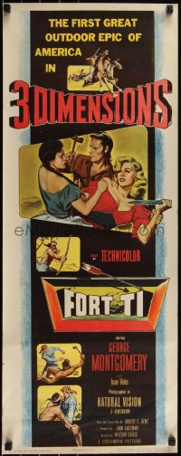 6c0132 FORT TI 3D insert 1953 Fort Ticonderoga, cool art of George Montgomery fighting!