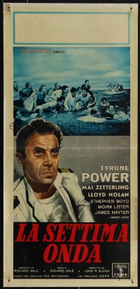 6c0146 ABANDON SHIP Italian locandina 1957 Tyrone Power & 25 survivors in a lifeboat, Bat art!