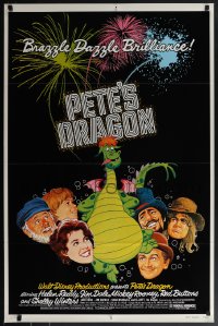 6c0856 PETE'S DRAGON 1sh 1977 Walt Disney, colorful art of cast headshots & dragon by Paul Wenzel!