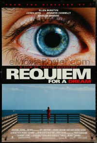 6c0888 REQUIEM FOR A DREAM DS 1sh 2000 drug addicts Jared Leto & Jennifer Connelly, cool eye image!