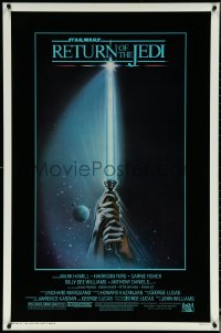 6c0894 RETURN OF THE JEDI 1sh 1983 Star Wars Episode VI, art of hands holding lightsaber by Reamer!
