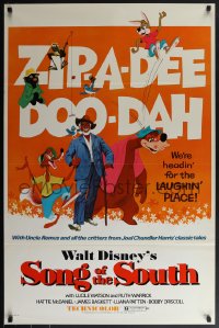 6c0939 SONG OF THE SOUTH 1sh R1972 Walt Disney, Uncle Remus, Br'er Rabbit & Bear, zip-a-dee doo-dah!