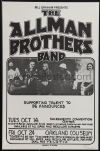 6c0239 ALLMAN BROTHERS BAND signed 13x20 music poster 1975 by Randy Tuten, Sacramento/Oakland, rare!