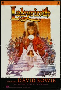 6c0570 LABYRINTH 24x36 music poster 1986 art of David Bowie & Jennifer Connelly by Ted CoConis!