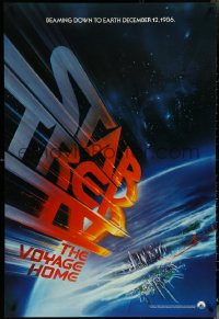 6c0944 STAR TREK IV teaser 1sh 1986 Leonard Nimoy, art of title racing towards Earth by Bob Peak!