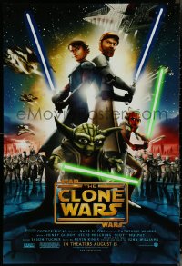 6c0949 STAR WARS: THE CLONE WARS advance DS 1sh 2008 Anakin Skywalker, Yoda, & Obi-Wan Kenobi!