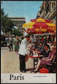 6c0204 PARIS 16x24 French travel poster 1960 Ervin Marton, Champs-Elysees, Arc De Triomphe!