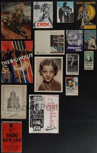 6d0139 LOT OF 15 PROGRAM BOOKS & MISCELLANEOUS ITEMS 1920s-1950s a variety of movie images & more!