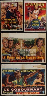 6d0569 LOT OF 9 MOSTLY FORMERLY FOLDED BELGIAN POSTERS 1950s-1960s a variety of cool movie images!