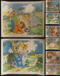 6d0571 LOT OF 8 UNFOLDED ENGLISH NURSERY RHYME SPECIAL POSTERS 1930s classic children's stories!