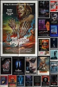 6d0228 LOT OF 45 FOLDED HORROR/SCI-FI/FANTASY ONE-SHEETS 1970s-1980s many cool movie images!