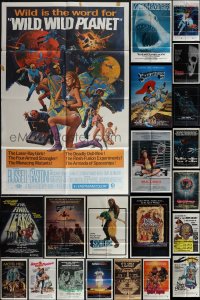 6d0235 LOT OF 41 FOLDED HORROR/SCI-FI/FANTASY ONE-SHEETS 1960s-1980s a variety of movie images!