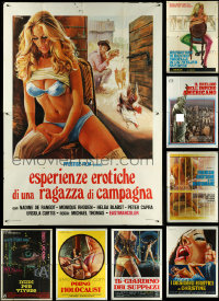 6d0101 LOT OF 10 FOLDED SEXPLOITATION ITALIAN TWO-PANELS 1970s-1980s sexy images with some nudity!