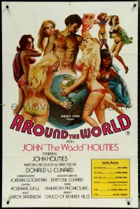 6f0760 AROUND THE WORLD WITH JOHN THE WADD HOLMES 1sh 1975 art of sexy women surrounding the globe!