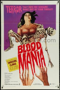 6f0786 BLOOD MANIA 1sh 1970 really wild horror art, it rips the screams out of your throat!