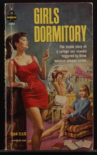 6f1388 GIRLS DORMITORY paperback book 1963 Paul Rader art, sex scandal triggered by campus cuties!
