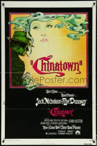 6f0807 CHINATOWN 1sh 1974 Roman Polanski, Jim Pearsall art of smoking Jack Nicholson & Faye Dunaway!