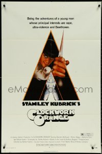 6f0813 CLOCKWORK ORANGE 1sh 1972 Stanley Kubrick, Castle art of Malcolm McDowell, R-rated!