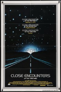 6f0814 CLOSE ENCOUNTERS OF THE THIRD KIND 1sh 1977 Spielberg's sci-fi classic, silver border design!