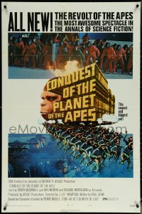 6f0820 CONQUEST OF THE PLANET OF THE APES style B 1sh 1972 Roddy McDowall, apes are revolting!