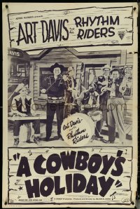 6f0824 COWBOY'S HOLIDAY 1sh 1949 wacky western cowboy Art Davis and his Rhythm Riders, ultra rare!