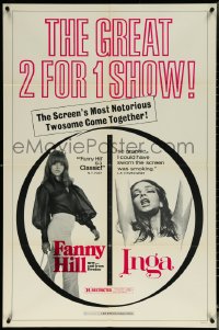 6f0888 FANNY HILL /INGA 1sh 1970s great 2 for 1, the screen's most notorious twosome come together!