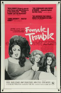 6f0894 FEMALE TROUBLE 1sh 1974 John Waters, great image of Divine with big hair friends!