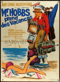 6f0045 MR. HOBBS TAKES A VACATION French 1p 1962 different Grinsson art of Jimmy Stewart, ultra rare!