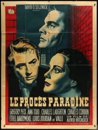6f0049 PARADINE CASE French 1p 1949 Alfred Hitchcock, Gregory Peck, Todd, Laughton, ultra rare!