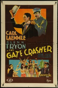 6f0927 GATE CRASHER 1sh 1928 Glenn Tryon recovers Patsy Ruth Miller's stolen jewels, ultra rare!