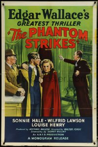 6f0928 GAUNT STRANGER 1sh 1939 from Edgar Wallace's The Ringer, The Phantom Strikes, cool art!