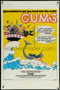 6f0954 GUMS 1sh 1976 sexy Jaws parody, wacky P.S. Bramley art of mermaid!