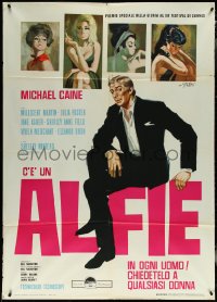 6f0112 ALFIE Italian 1p 1966 different art of Michael Caine & sexy girls by Sandro Symeoni!