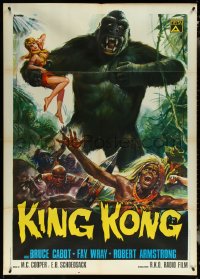 6f0142 KING KONG Italian 1p R1973 best Casaro art of the giant ape carrying sexy Fay Wray!